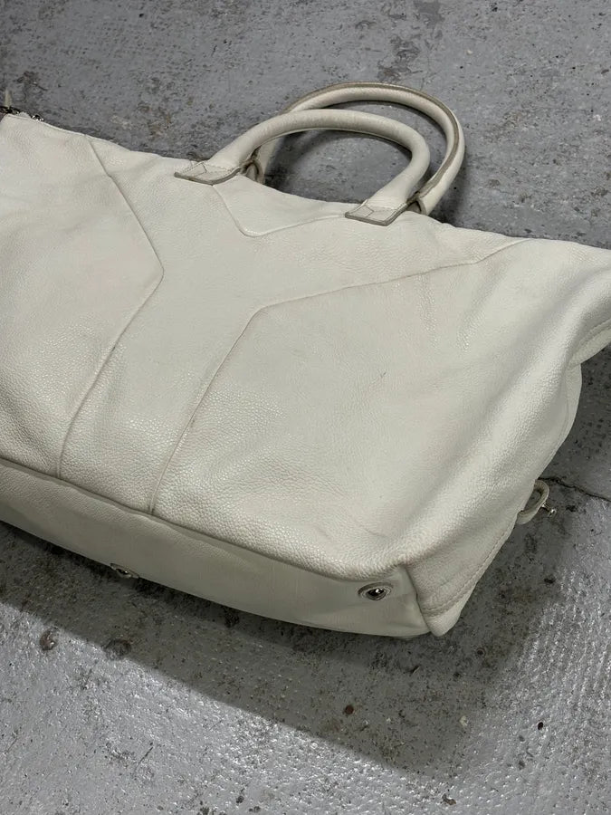 2000s Yves Saint Laurent Cream Leather Tote Bag mDuTugZ 4