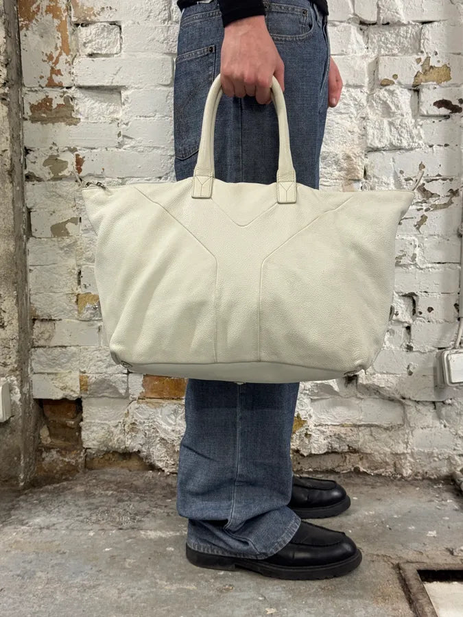 2000s Yves Saint Laurent Cream Leather Tote Bag mDuTugZ 0