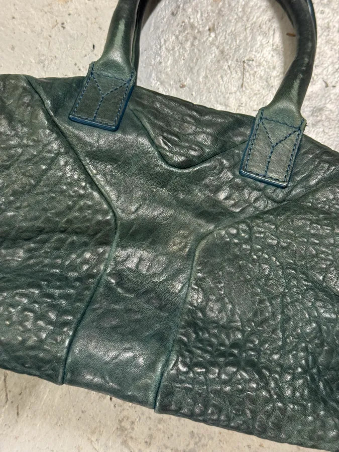2000s Yves Saint Laurent Dark Green Grain Leather Handle Bag bFWtSTo 4