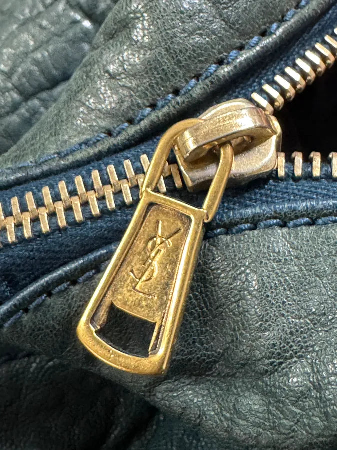 2000s Yves Saint Laurent Dark Green Grain Leather Handle Bag bFWtSTo 6