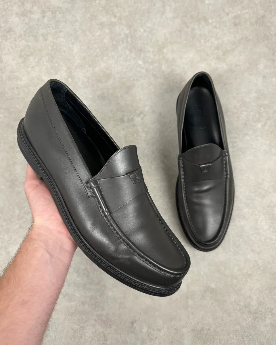 2000s Yves Saint Laurent Black Minimalist Leather Loafers RBmNSNb 0