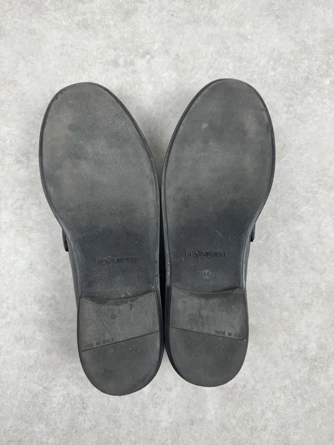 2000s Yves Saint Laurent Black Minimalist Leather Loafers RBmNSNb 6