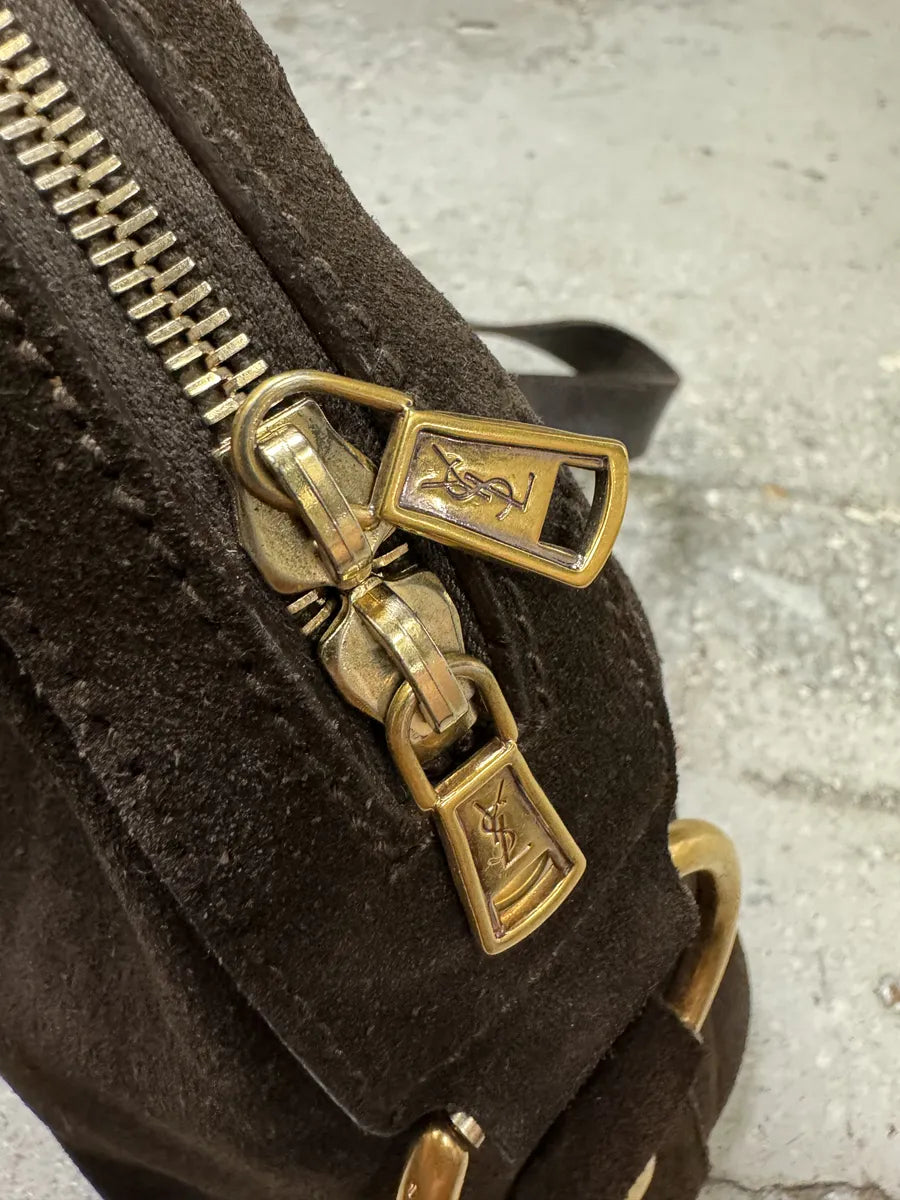 2000s Yves Saint Laurent Dark Suede Premium Handle Bag TjlVSam 11