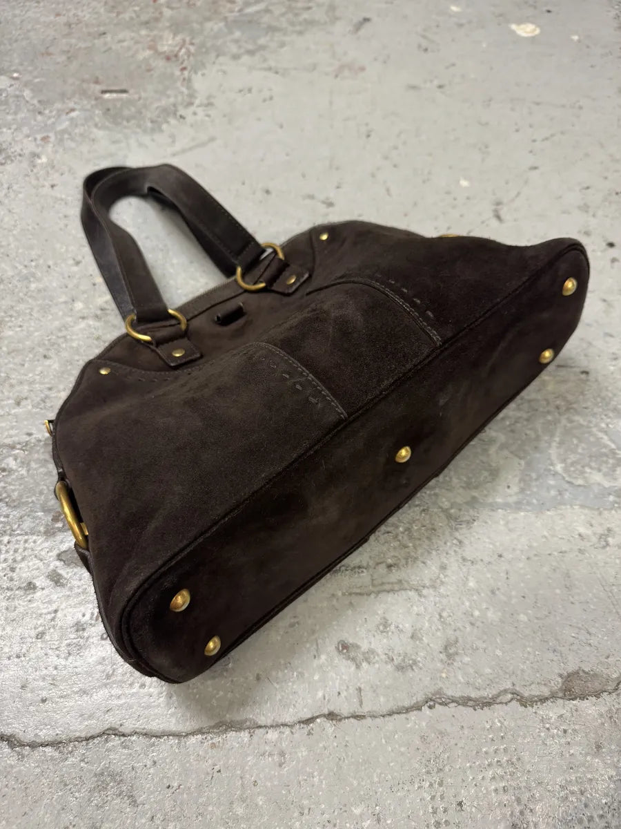 2000s Yves Saint Laurent Dark Suede Premium Handle Bag TjlVSam 13