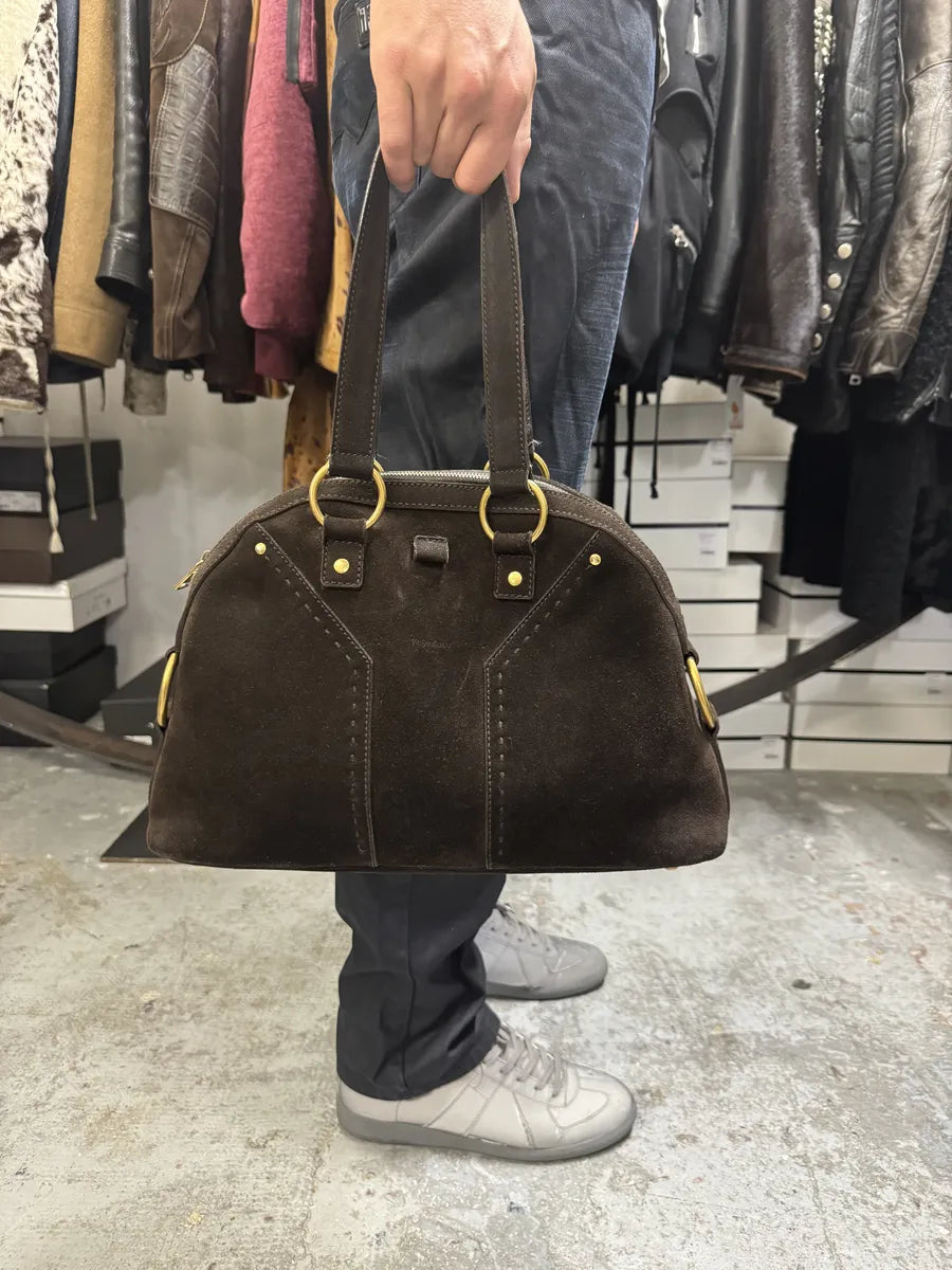 2000s Yves Saint Laurent Dark Suede Premium Handle Bag TjlVSam 2