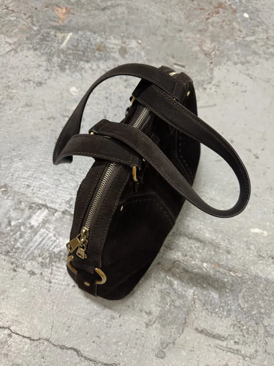 2000s Yves Saint Laurent Dark Suede Premium Handle Bag TjlVSam 5