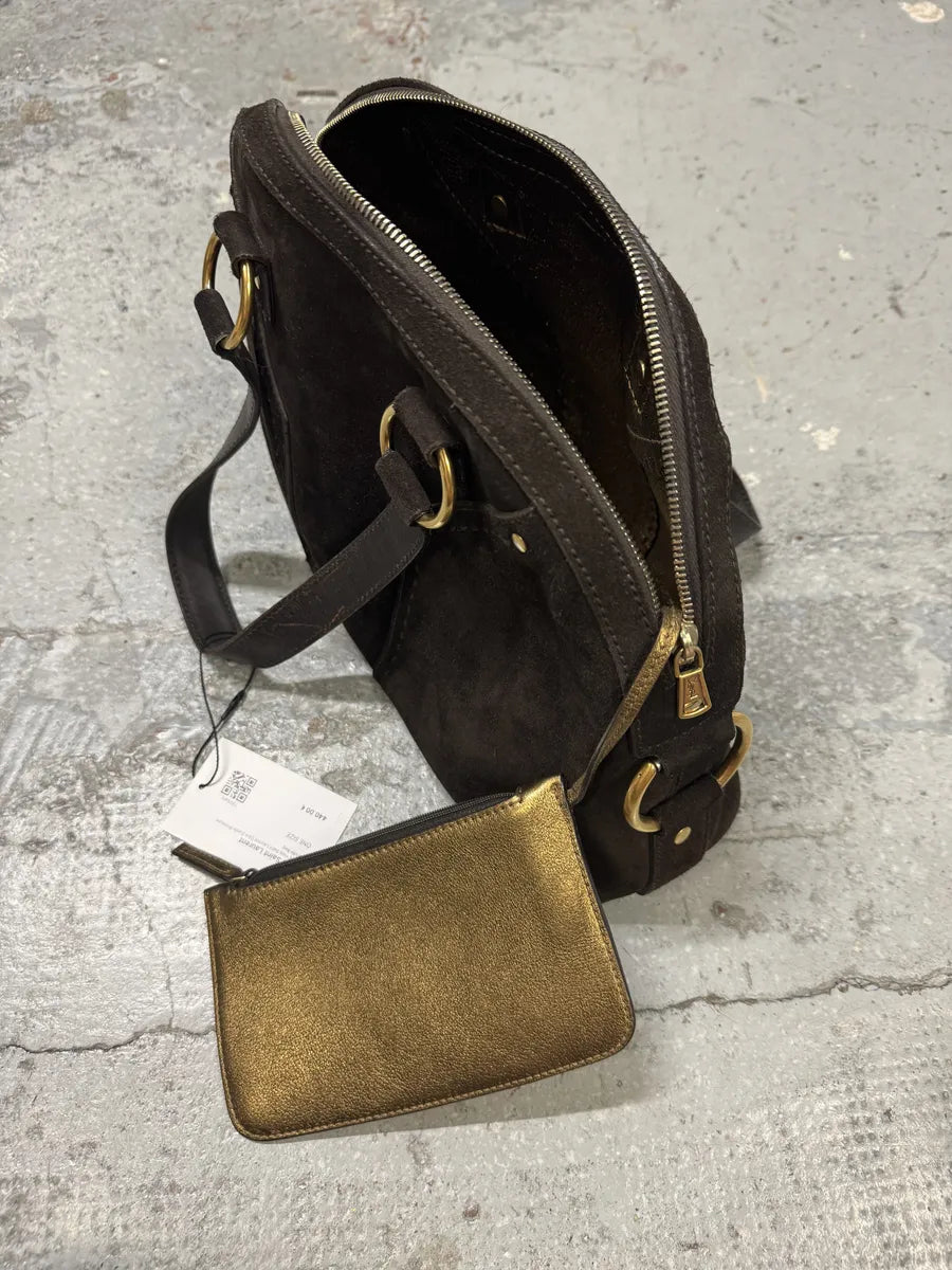 2000s Yves Saint Laurent Dark Suede Premium Handle Bag TjlVSam 7