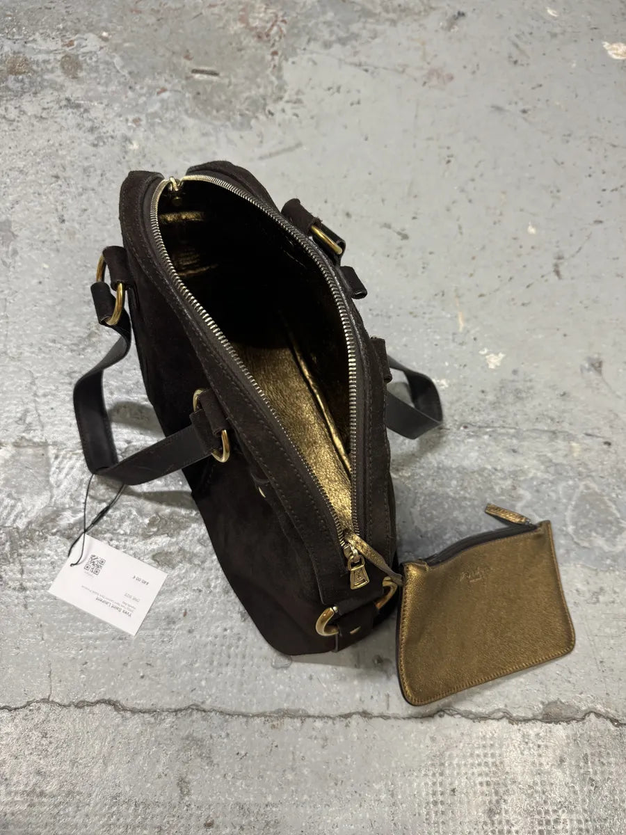 2000s Yves Saint Laurent Dark Suede Premium Handle Bag TjlVSam 8