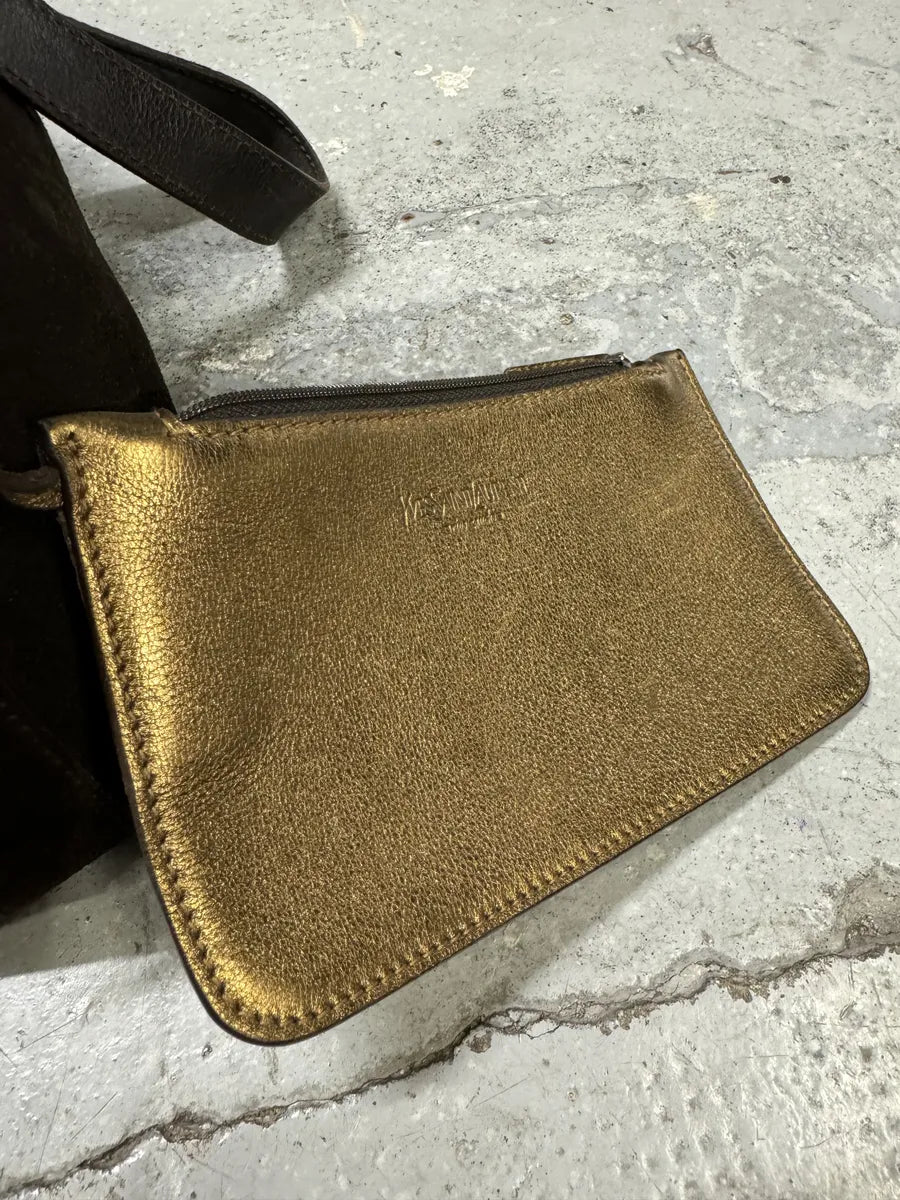 2000s Yves Saint Laurent Dark Suede Premium Handle Bag TjlVSam 9