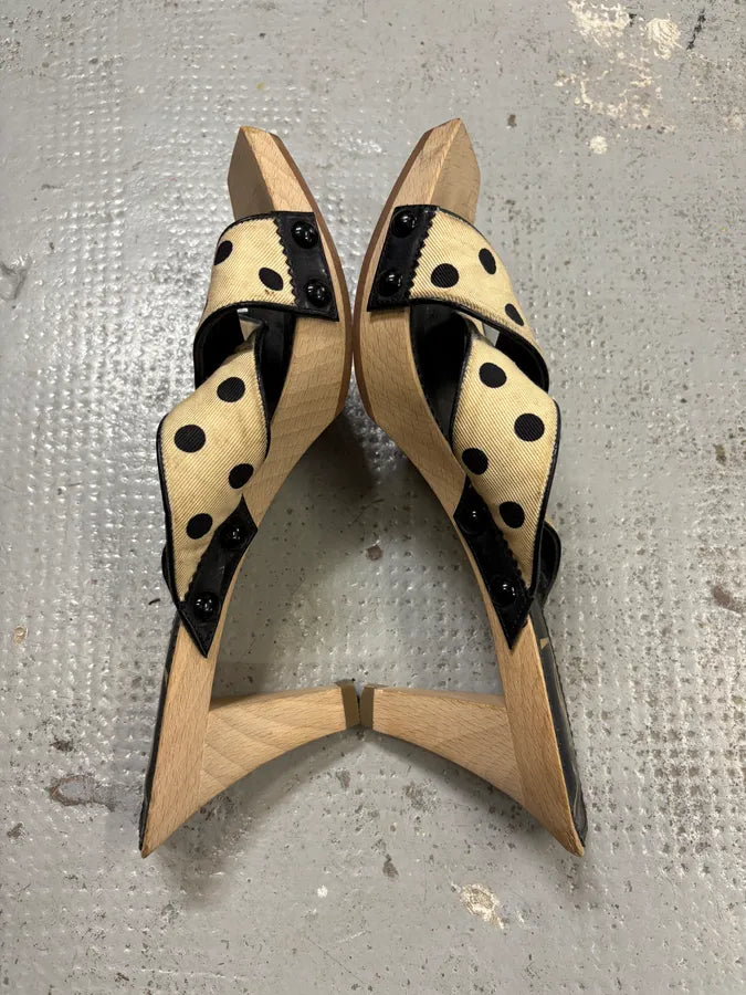 2000s Yves Saint Laurent Dot Cream Sandals Heels FJBASIt 3