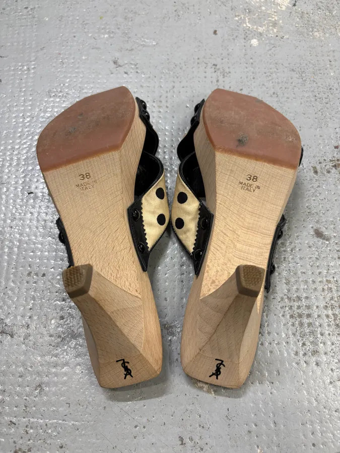2000s Yves Saint Laurent Dot Cream Sandals Heels FJBASIt 9