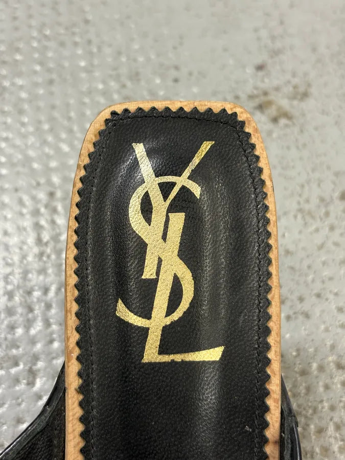 2000s Yves Saint Laurent Dot Cream Sandals Heels FJBASIt 8