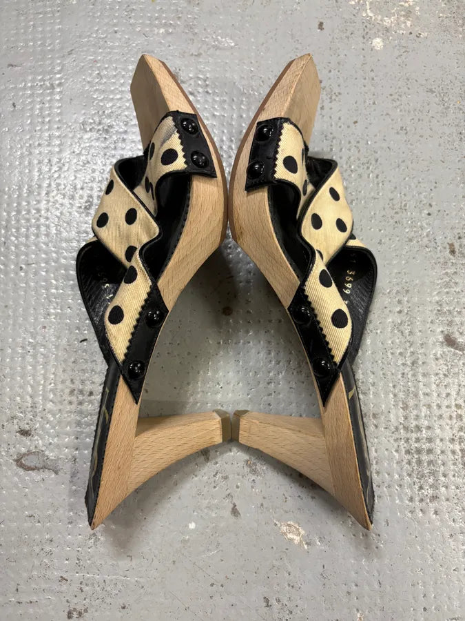 2000s Yves Saint Laurent Dot Cream Sandals Heels FJBASIt 4