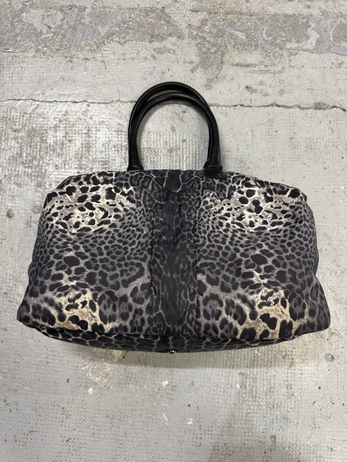 2000s Yves Saint Laurent Easy Nylon Leopard Print Handle Bag ViCYozb 4