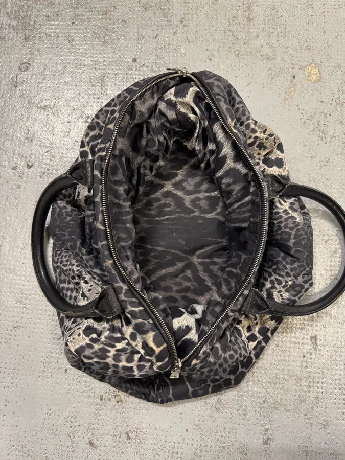 2000s Yves Saint Laurent Easy Nylon Leopard Print Handle Bag ViCYozb 5