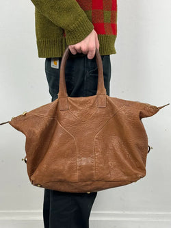 2000s Yves Saint Laurent Easy Y Brown Grained Leather Handle Bag ECQOROK 0