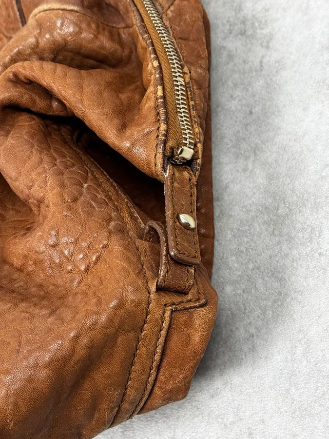 2000s Yves Saint Laurent Easy Y Brown Grained Leather Handle Bag ECQOROK 5