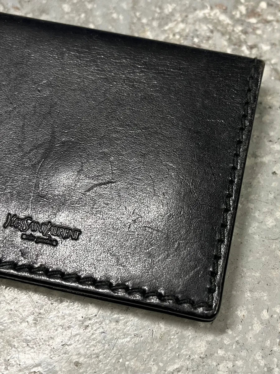 2000s Yves Saint Laurent Eyeled Woven Black Leather Wallet (OS) sxQqZwF 4
