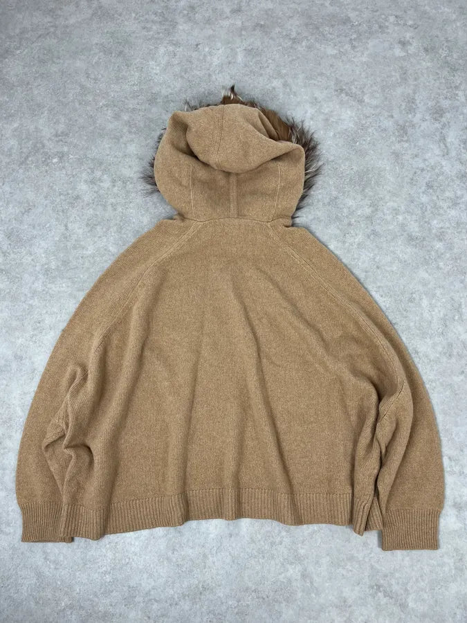 2000s Yves Saint Laurent Fox Fur Hooded Beige Sweater xVaGmJk 5
