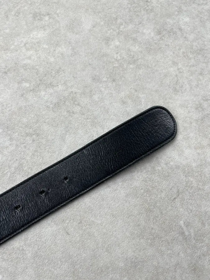 2000s Yves Saint Laurent Gold Buckle Black Leather Belt KFoSKXf 6