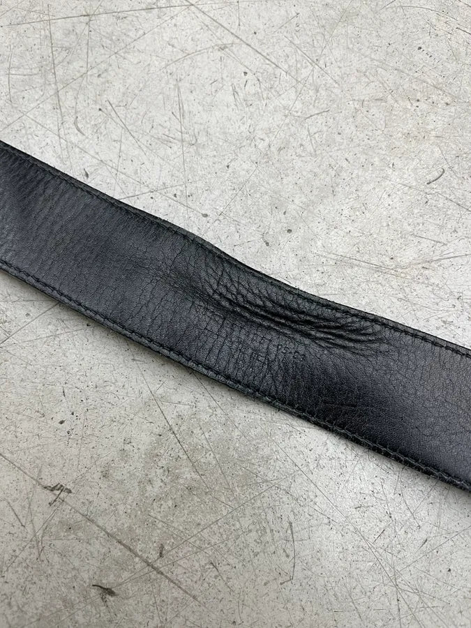 2000s Yves Saint Laurent Golden Logo Buckle Black Leather Belt MZASVUa 7