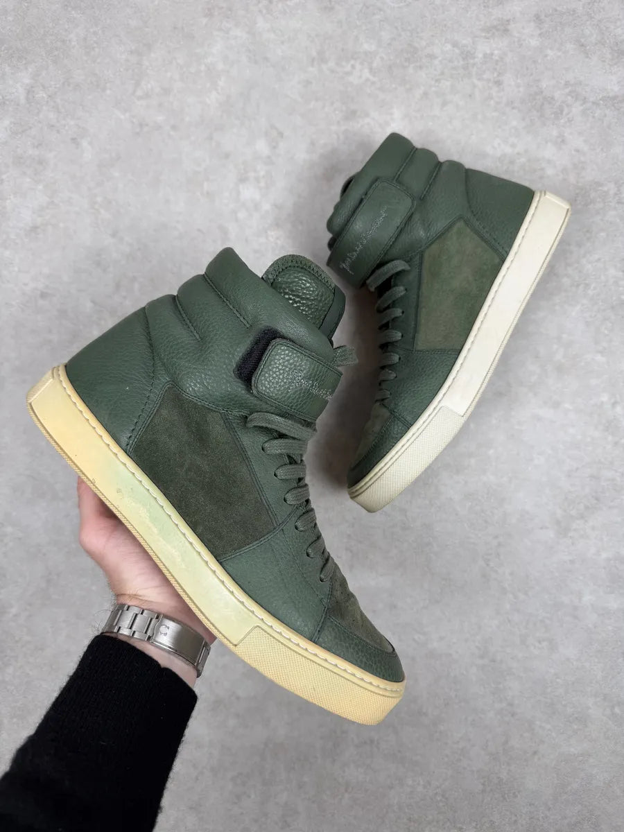 2000s Yves Saint Laurent Green Suede Leather High Sneakers xIzgflJ 2