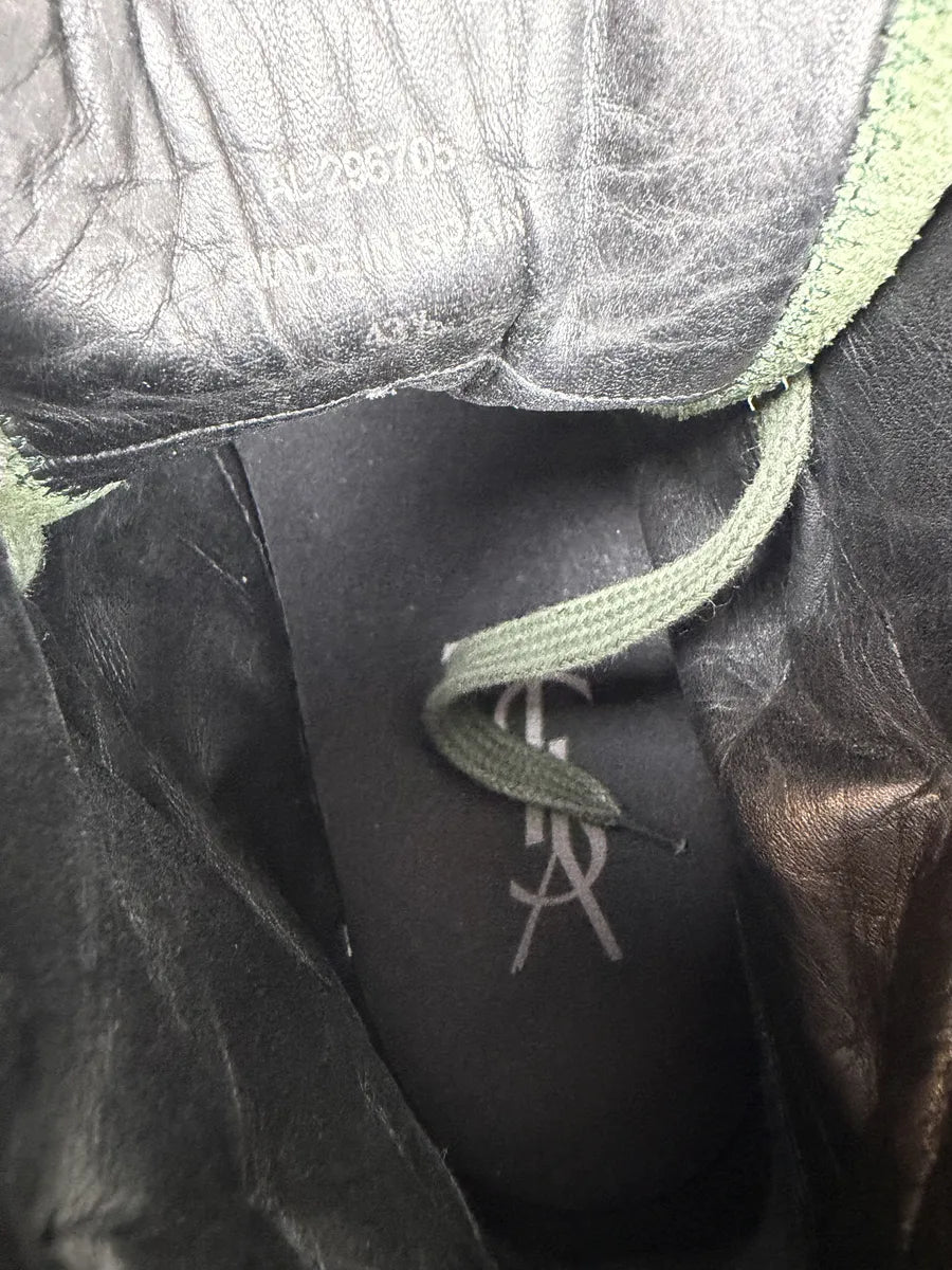 2000s Yves Saint Laurent Green Suede Leather High Sneakers xIzgflJ 7