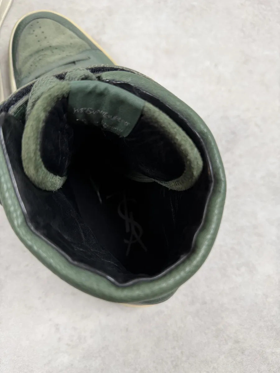 2000s Yves Saint Laurent Green Suede Leather High Sneakers xIzgflJ 8