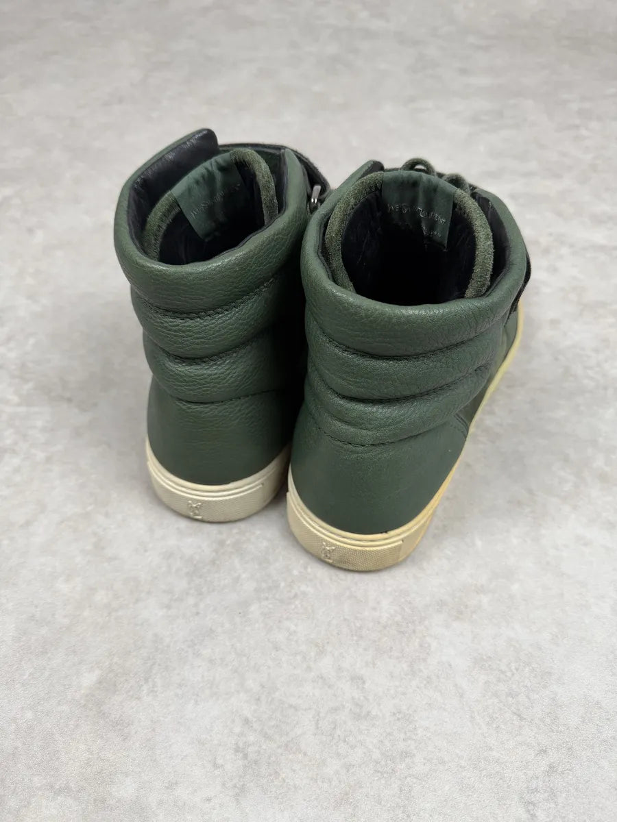2000s Yves Saint Laurent Green Suede Leather High Sneakers xIzgflJ 9