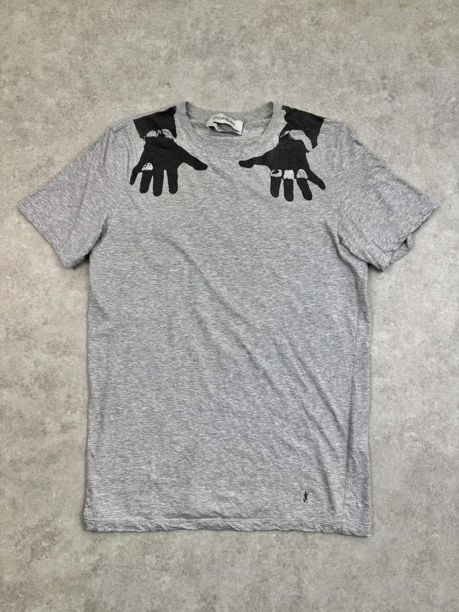 2000s Yves Saint Laurent Grey Jewel Hands Print T-Shirt IPqqacT 0