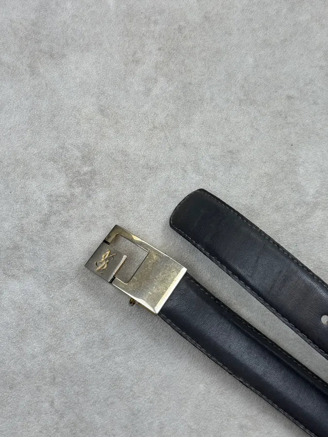 2000s Yves Saint Laurent Grey Leather Thin Belt TYsycjw 3