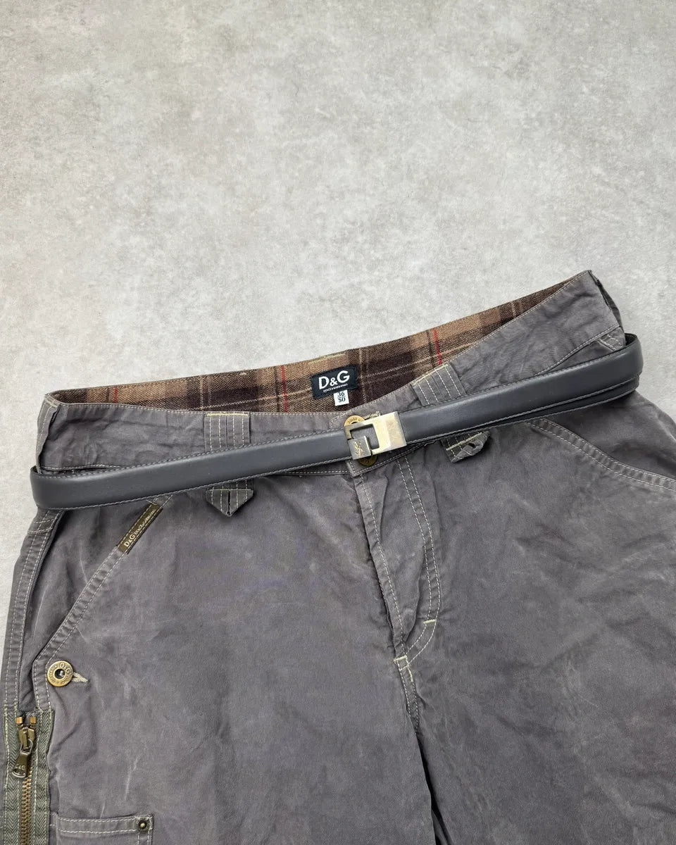 2000s Yves Saint Laurent Grey Leather Thin Belt TYsycjw 0