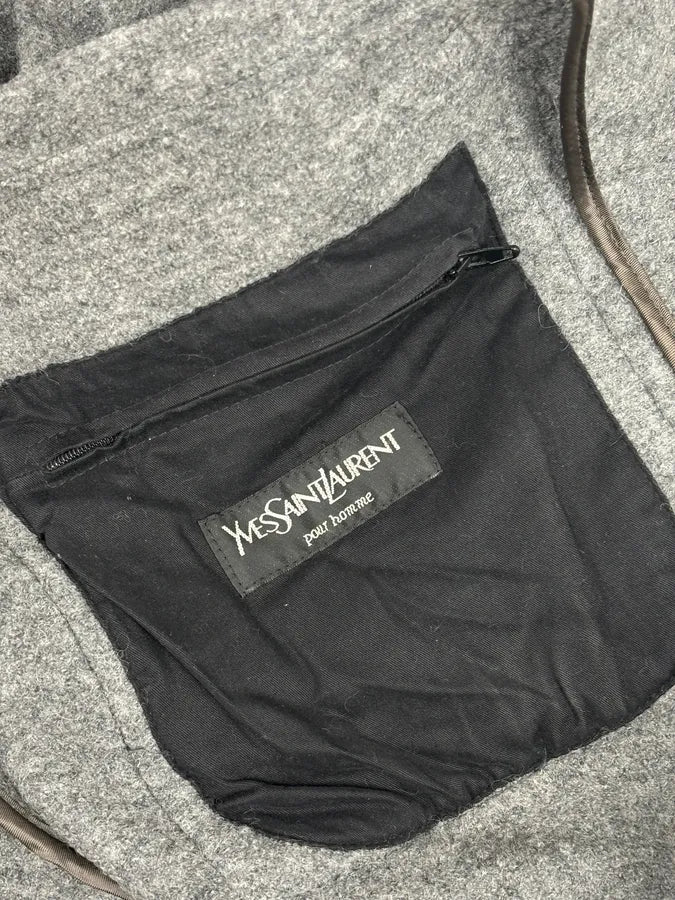 1980s Yves Saint Laurent Grey Long Wool Jacket LrNNMBo 11