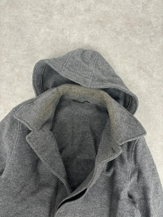 1980s Yves Saint Laurent Grey Long Wool Jacket LrNNMBo 9