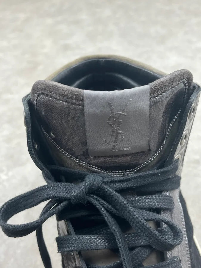 2000s Yves Saint Laurent Black & Khaki Leather High Sneakers ivCGMfx 7