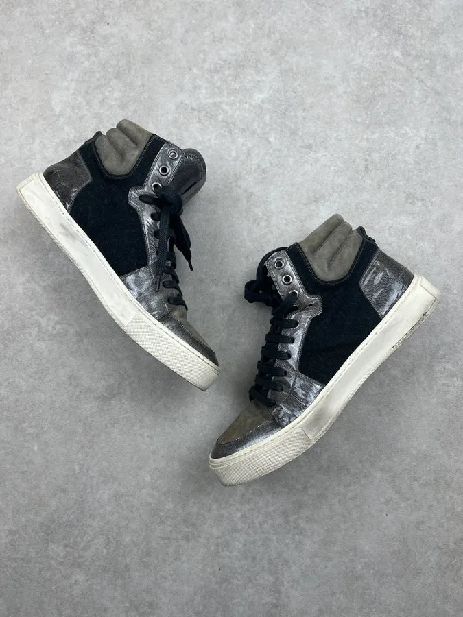 2000s Yves Saint Laurent Black & Khaki Leather High Sneakers ivCGMfx 2