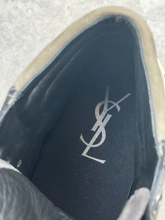 2000s Yves Saint Laurent Black & Khaki Leather High Sneakers ivCGMfx 9