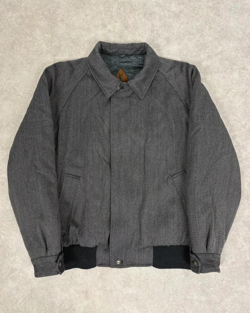 1990s Yves Saint Laurent Grey Wool Bomber Jacket REMgUGk 0