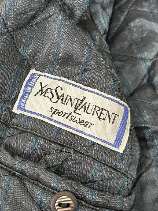 1990s Yves Saint Laurent Grey Wool Bomber Jacket REMgUGk 12