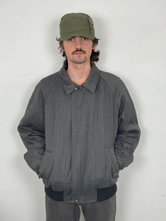 1990s Yves Saint Laurent Grey Wool Bomber Jacket REMgUGk 1