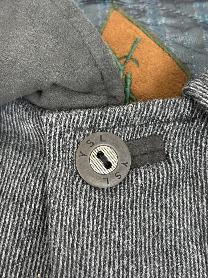 1990s Yves Saint Laurent Grey Wool Bomber Jacket REMgUGk 10