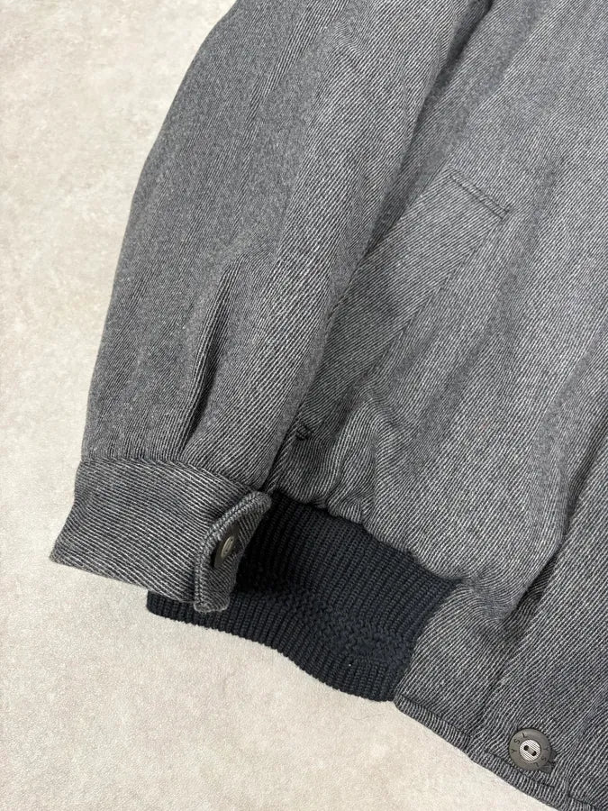 1990s Yves Saint Laurent Grey Wool Bomber Jacket REMgUGk 7