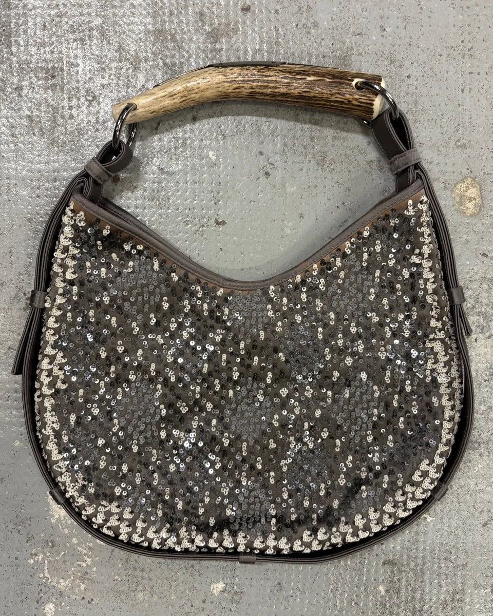 2000s Yves Saint Laurent Gunmetal Sequin Mombasa Handle Bag UgaqWYo 0