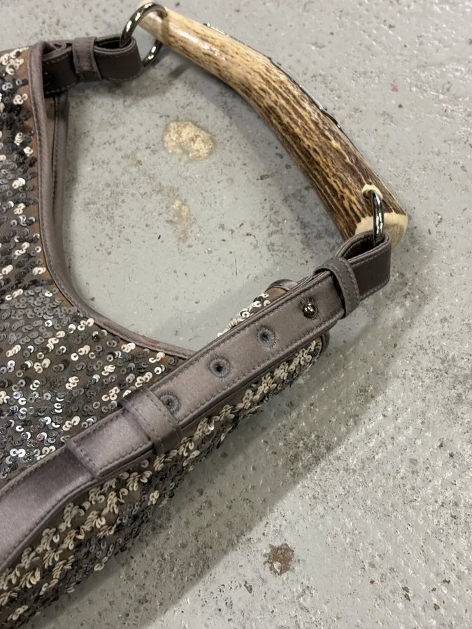 2000s Yves Saint Laurent Gunmetal Sequin Mombasa Handle Bag UgaqWYo 6