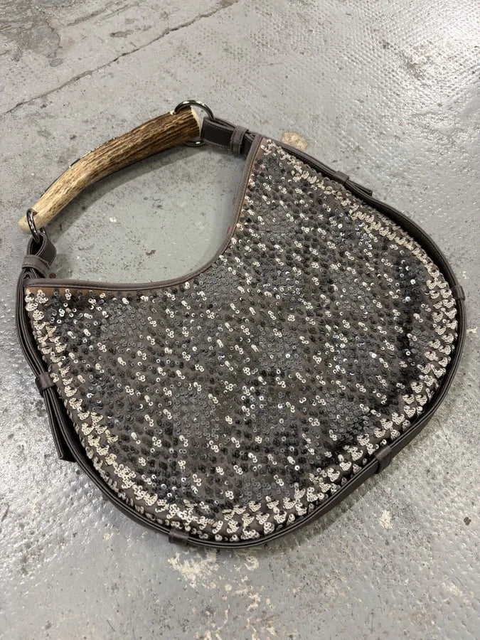 2000s Yves Saint Laurent Gunmetal Sequin Mombasa Handle Bag UgaqWYo 2