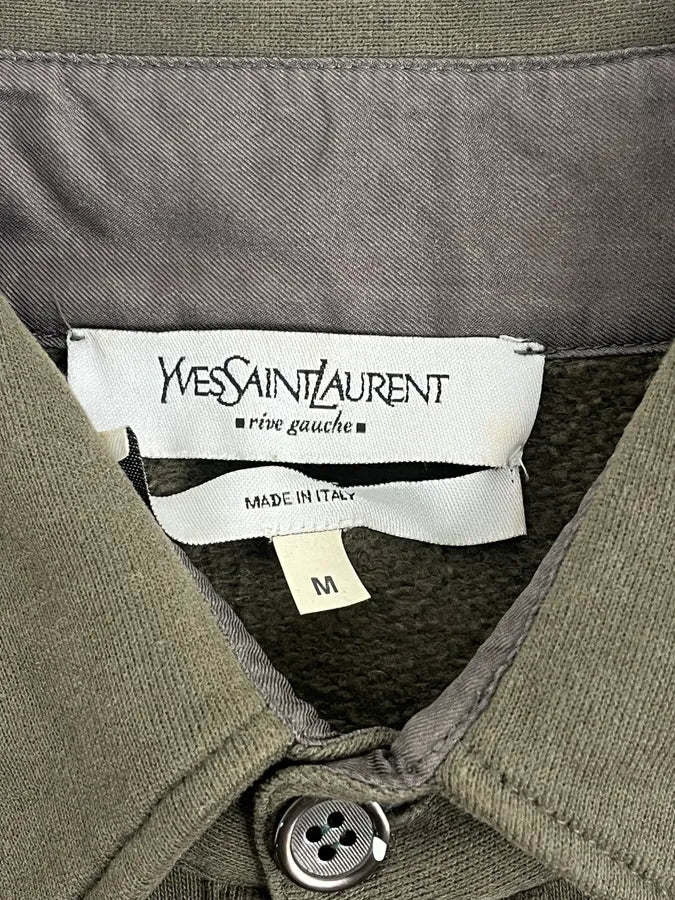 2000s Yves Saint Laurent Khaki Green Silk Polo Shirt oBOfQJj 7