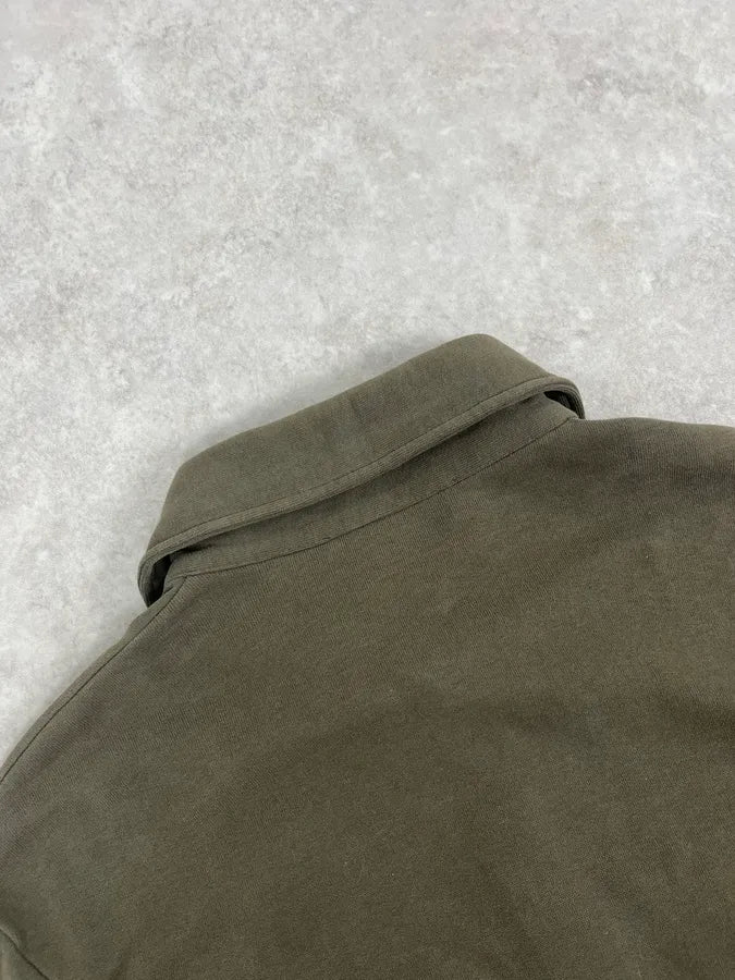 2000s Yves Saint Laurent Khaki Green Silk Polo Shirt oBOfQJj 5