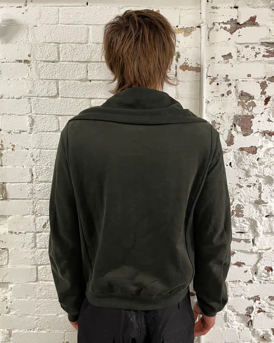 2000s Yves Saint Laurent Khaki High Collar Zip-up Sweater FPESJAo 3
