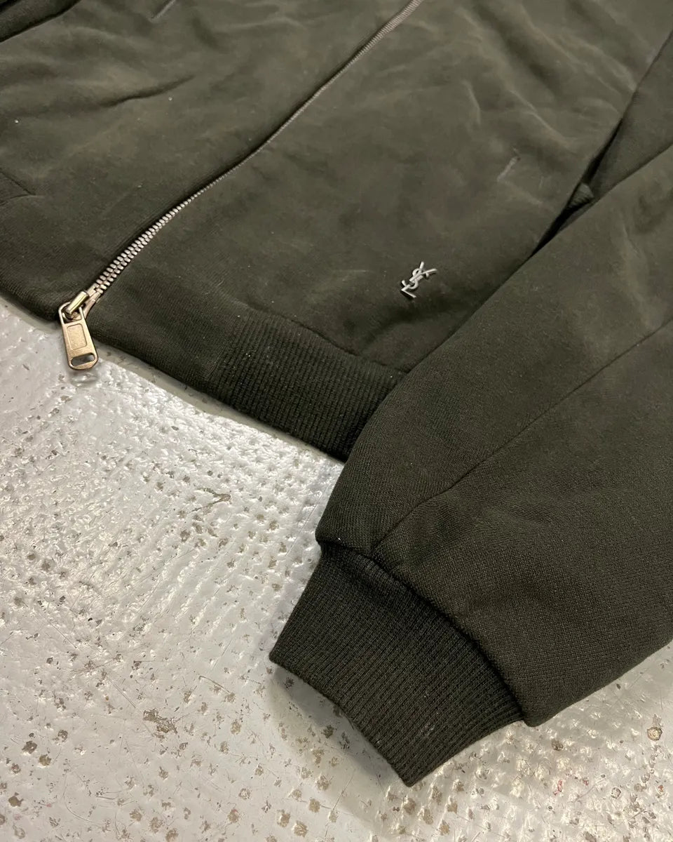 2000s Yves Saint Laurent Khaki High Collar Zip-up Sweater FPESJAo 7