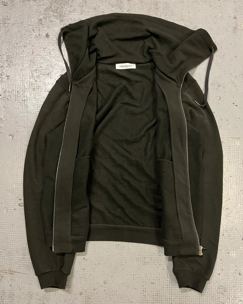 2000s Yves Saint Laurent Khaki High Collar Zip-up Sweater FPESJAo 9